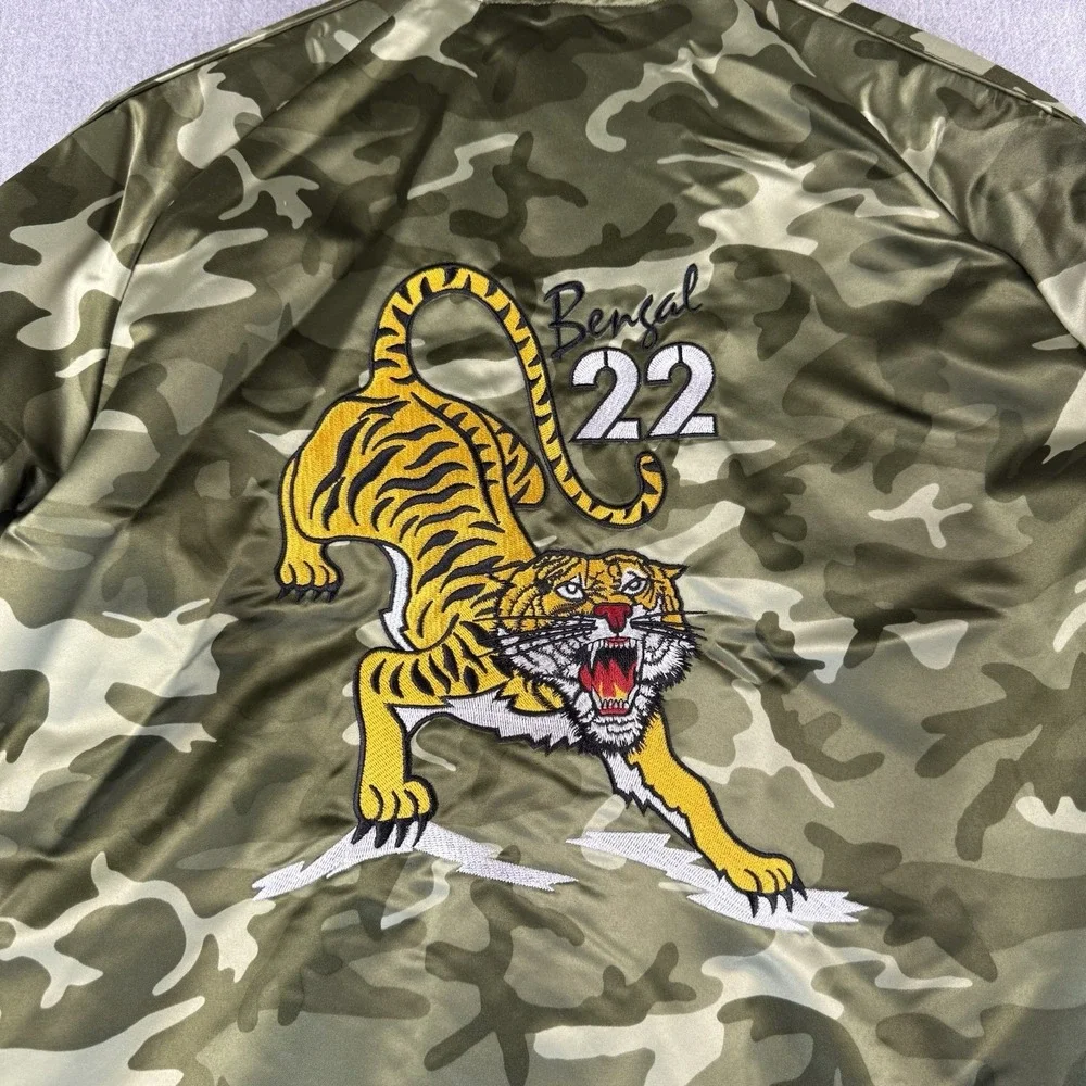 The Childrens Place Camo Bomber Jacket Tiger Bengal‎ 22 Youth XL 14 Zip